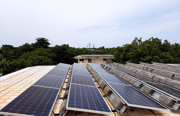 Solar panels on the roof of Luminosity