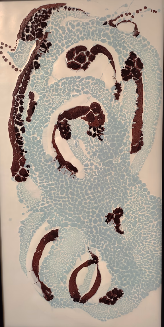 Dragon Play, glazed ceramic tile painting, 140 x 60 cm
