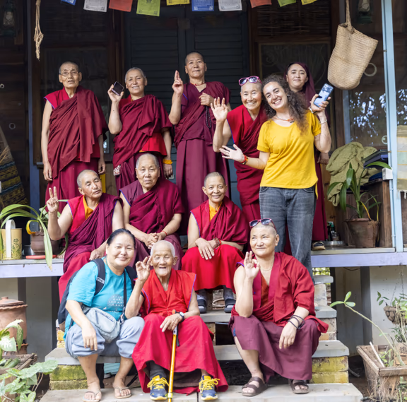 Happy smiles with Serena (yellow T-shirt) and Kalsang (bottom row left)