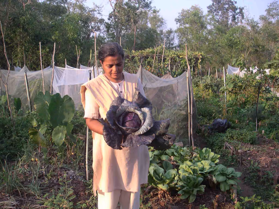 Deepika with a red cabbage