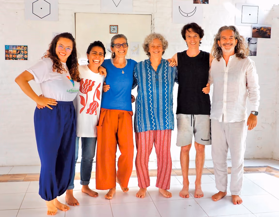 Rosa Aleman Lopez, third from left, with Francesco, second from right, and a group of South American students from their advanced workshop in Colombia