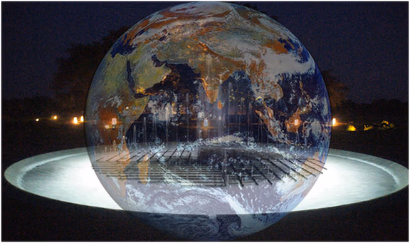 Photo illustration - Fountain and earth