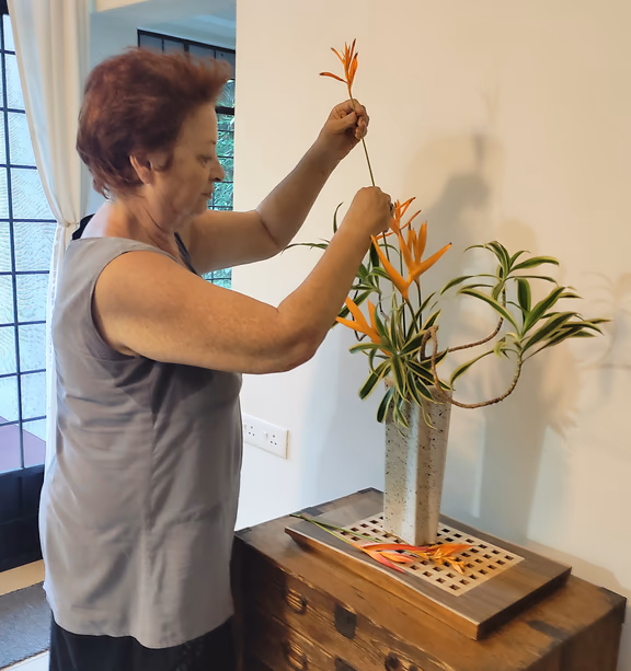 Valeria preparing ikabana