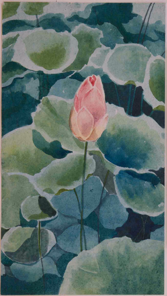 Lotus bud by Dilip Patel (Watercolour on paper)