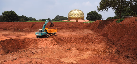 Excavating the next section of the lake