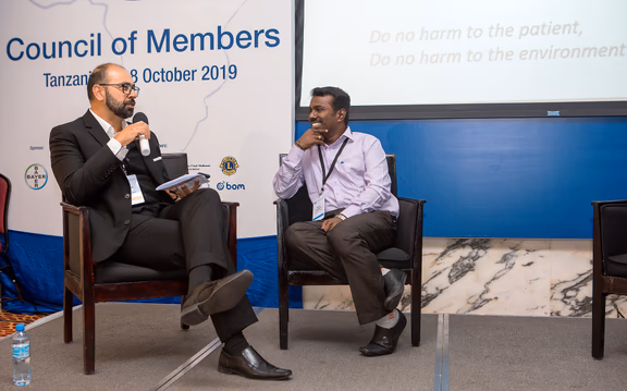 Aurosugan being interviewed in Tanzania in 2019 after being selected as the Eye Health Hero by the International Agency for Prevention of Blindness(IAPB) for his work on sustainability in eye care