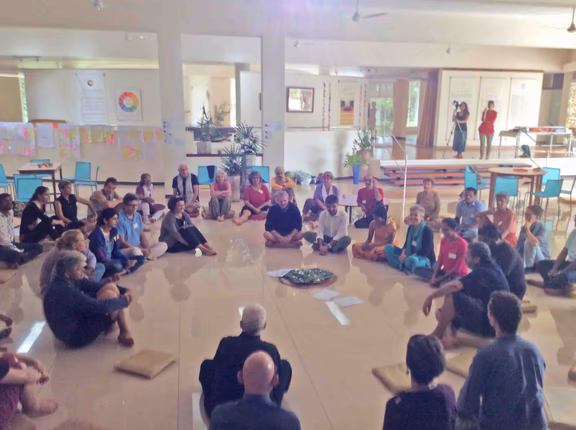 New members of the Working Committee and Auroville Council join the present members in the inner circle