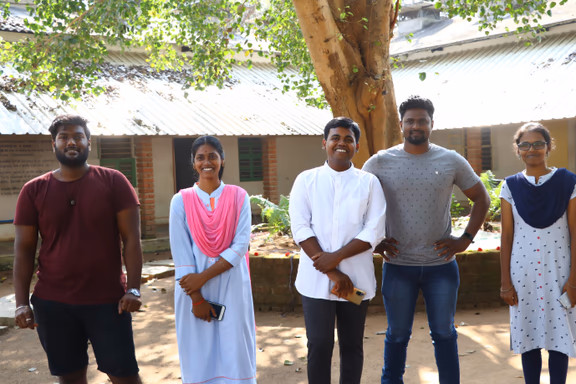 The graduates of the BnB Shifu programme. From left to right Arun, Sri Bhavani, Santosh, Sivaraman and Narmadha