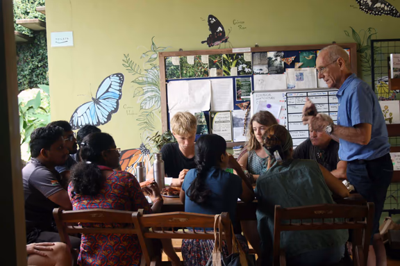 Dr Lucas teaching about identifying patterns and proportions in nature