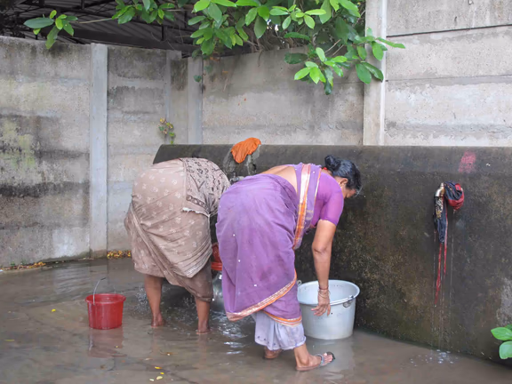 Public water taps are standard in most villages in Tamil Nadu