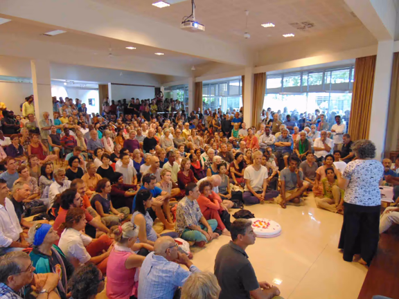 The Pour Tous meeting on December 2nd. The Unity Pavilion was overcrowded. It was the largest meeting ever of this kind in Auroville