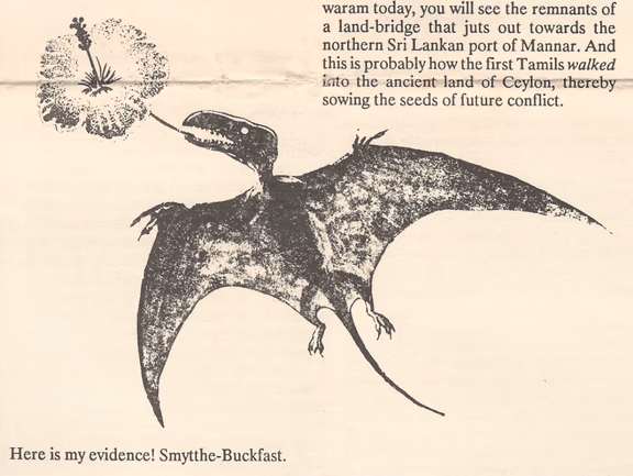 Mr Smytthe-Buckfast’s drawing of Pterodactyl indica