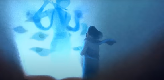 A screenshot of Sri Aurobindo meeting Krishna in Alipore jail