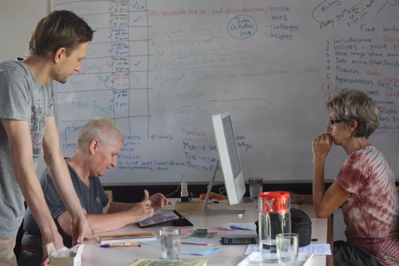 Inside the RAS: From left, Slava, Inge and volunteer Christa