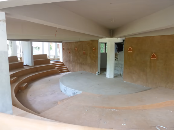 The small amphitheatre in the former the Auroville Library building