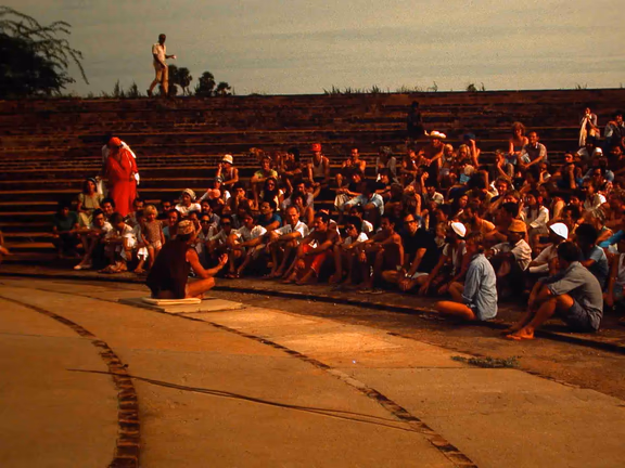 Francis addressing a meeting at the Matrimandir amphitheatre