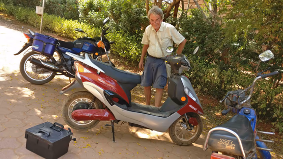 Matthias testing the Honda e-scooter