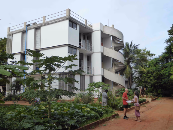 One of the apartment blocks in Courage