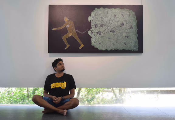 1 Pradeep Kumar with artwork Journey with Nature