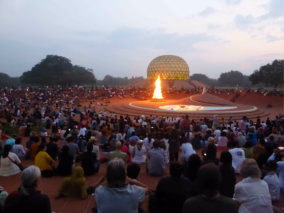 For many, the bonfires at the Matrimandir amphitheatre express a close sense of community